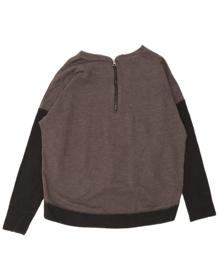 CHAMPION Womens Crop Sweatshirt Jumper UK 16 Large Grey Colourblock