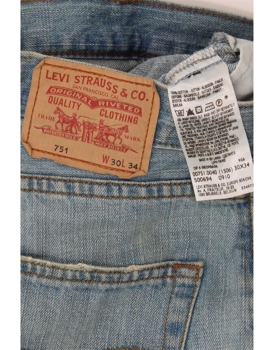 Levi's Dame 751 Straight Jeans W30 L34 Blå Bomuld