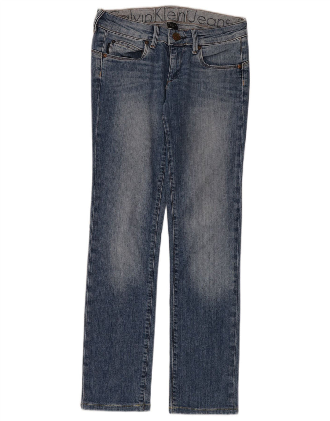 Calvin Klein Dame Straight Jeans W26 L30 Blå Bomuld