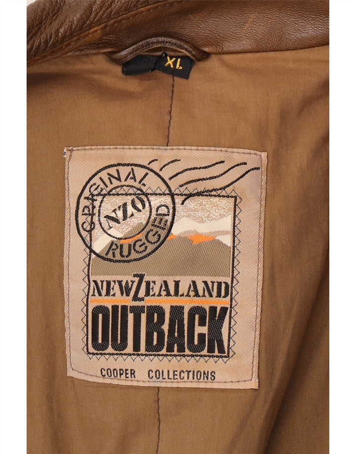 Outback Herre Læderjakke UK 42 XL Brun Læder