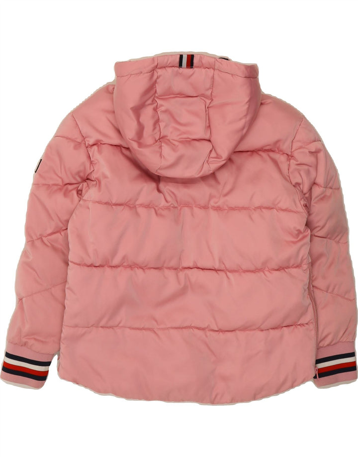 TOMMY HILFIGER Girls Hooded Padded Jacket 10-11 Years Pink Polyester Vintage Tommy Hilfiger and Second-Hand Tommy Hilfiger from Messina Hembry 