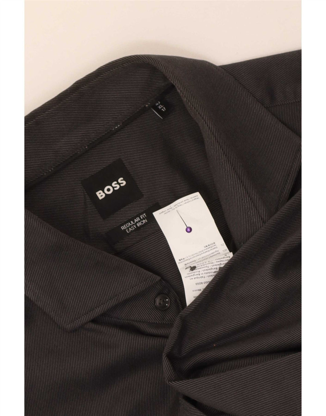 Hugo Boss Herre Regular Fit Skjorte Størrelse 43 17 XL Grå Bomuld