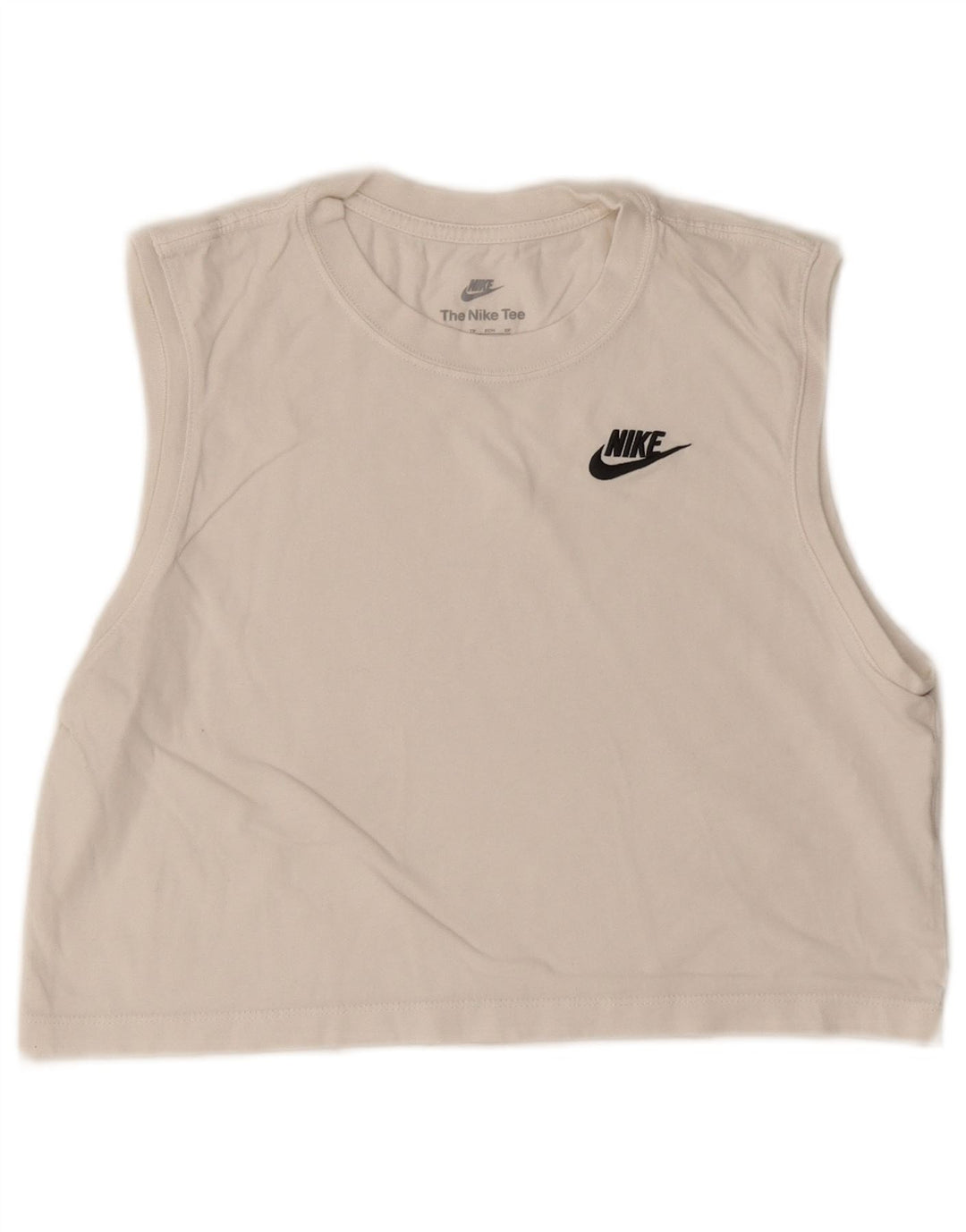 Nike Womens Crop Oversized Vest Top UK 6 XS Hvid Bomuld