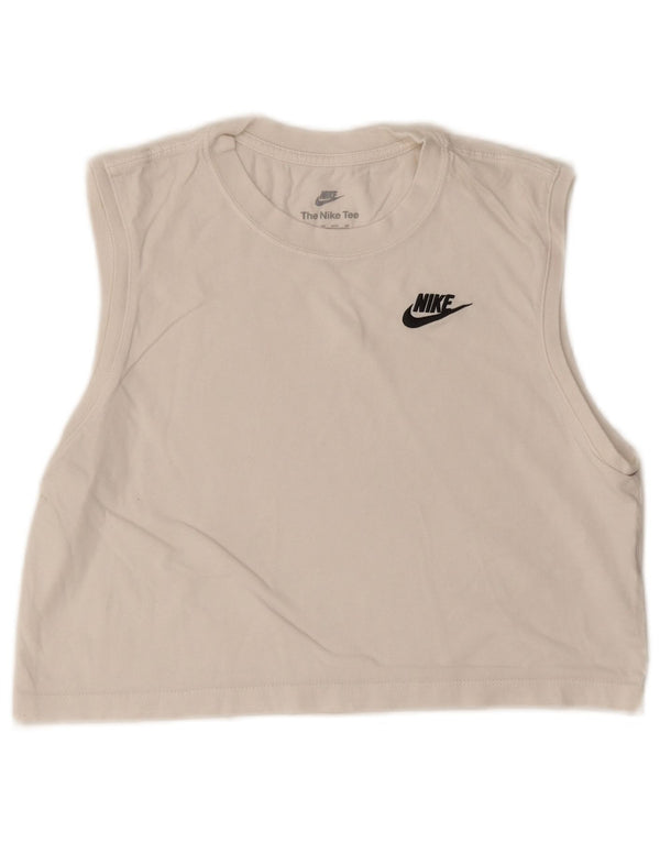 Nike Womens Crop Oversized Vest Top UK 6 XS Hvid Bomuld