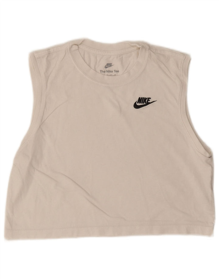 Nike Womens Crop Oversized Vest Top UK 6 XS Hvid Bomuld