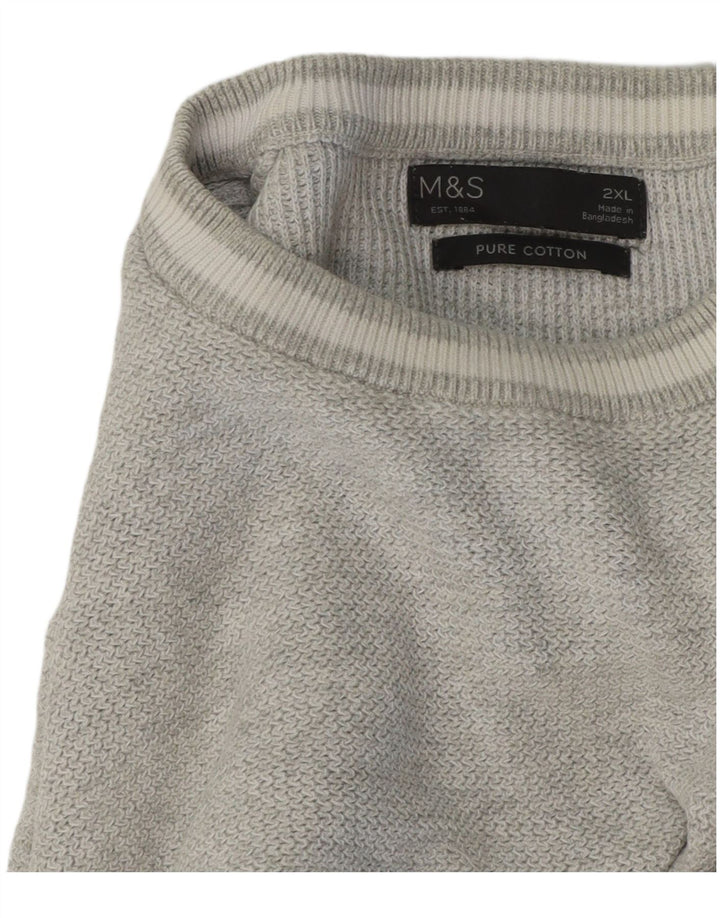 Marks & Spencer Herre sweater med rund hals 2XL grå bomuld