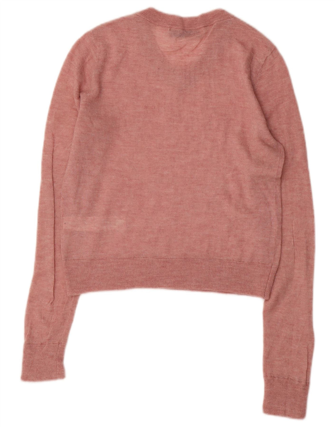 ZARA Womens Crop V-hals sweater UK 12 Medium Pink Nylon