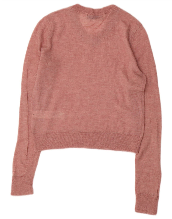 ZARA Womens Crop V-hals sweater UK 12 Medium Pink Nylon