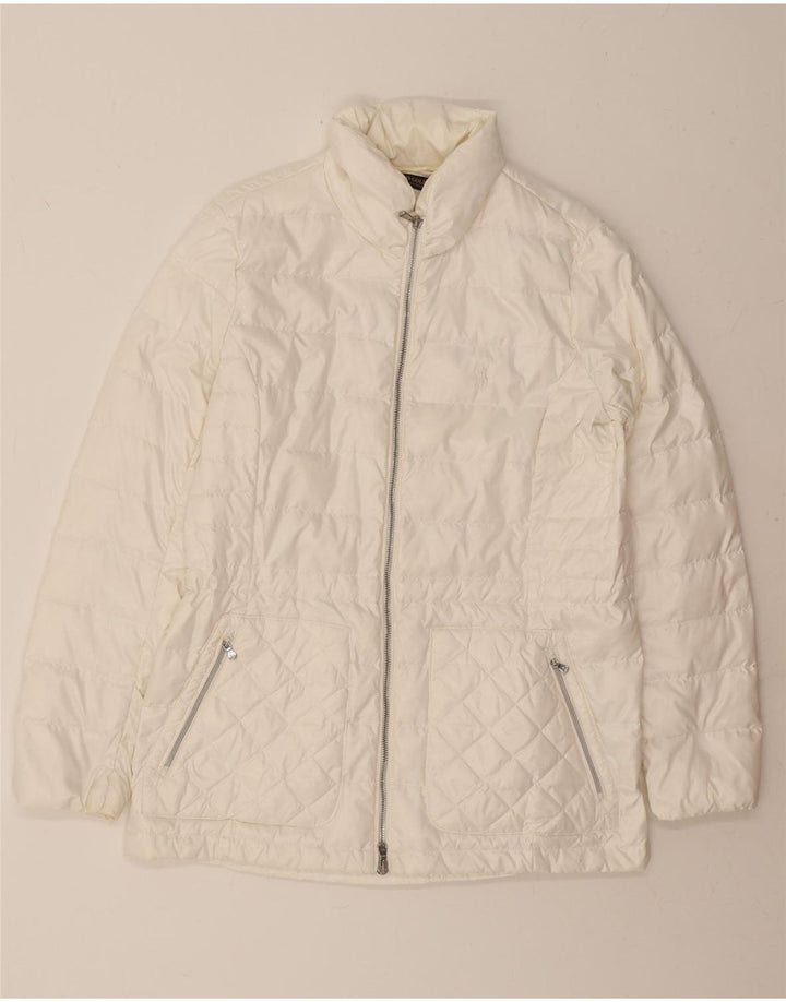 POLO RALPH LAUREN Womens Padded Jacket UK 14 Medium White Polyester Vintage Polo Ralph Lauren and Second-Hand Polo Ralph Lauren from Messina Hembry 