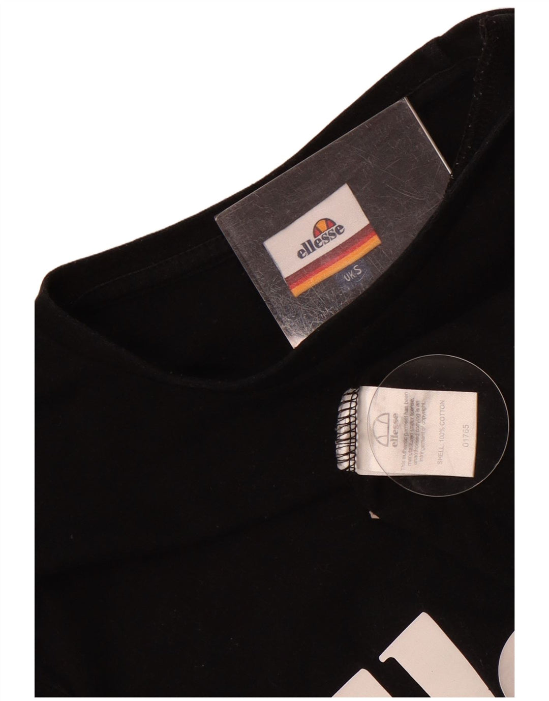 Ellesse Dame Oversized grafisk Top Langærmet UK 10 Small Black Bomuld