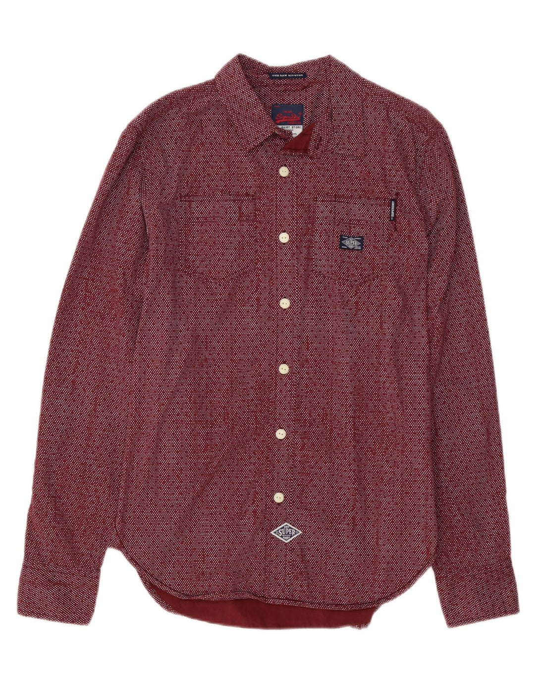 SUPERDRY Herreskjorte Medium Burgundy plettet bomuld
