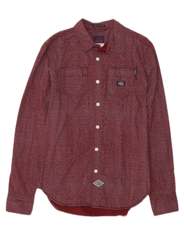 SUPERDRY Herreskjorte Medium Burgundy plettet bomuld