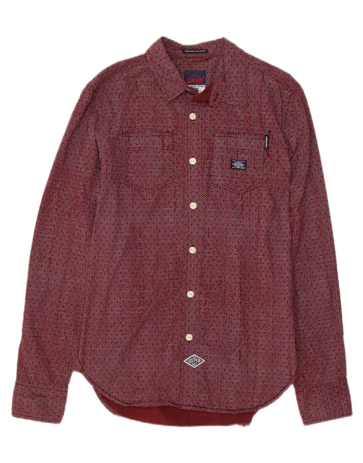 SUPERDRY Herreskjorte Medium Burgundy plettet bomuld