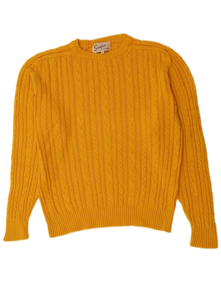 Scapa Herre sweater med rund hals, stor gul bomuld
