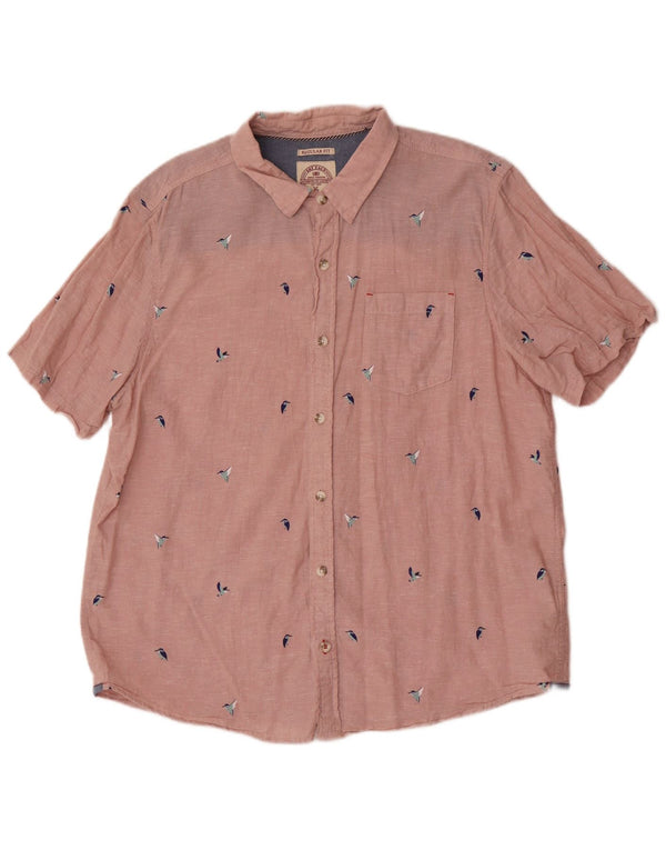 Fat Face Herre Kortærmet Regular Fit Shirt XL Pink Linen Bird
