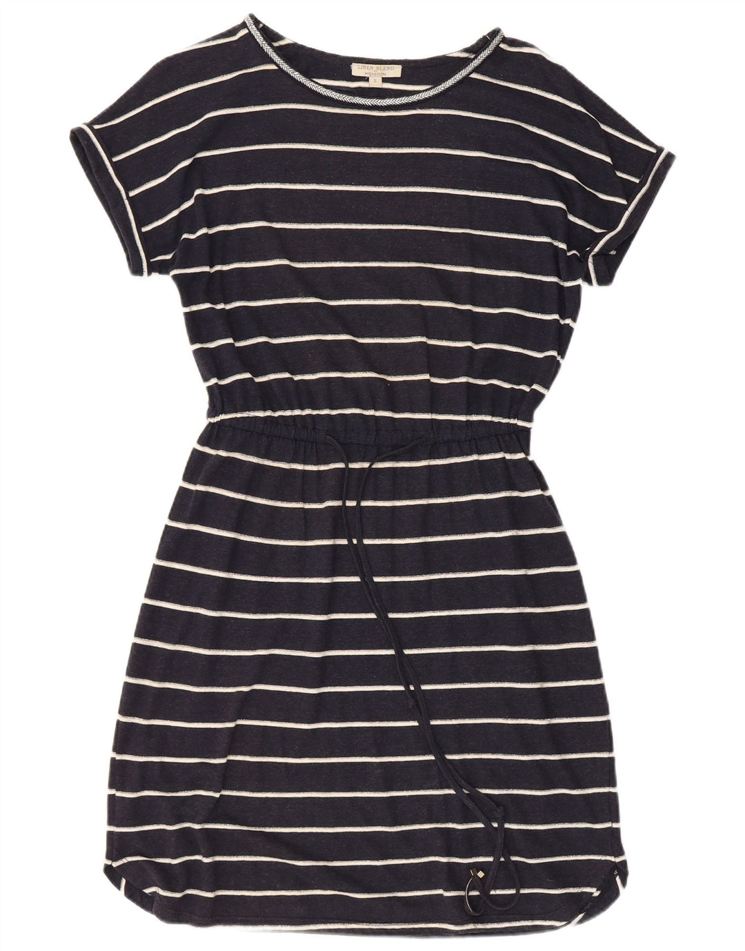 MONSOON T-shirtkjole til kvinder UK 10 Lille marineblå stribet linned