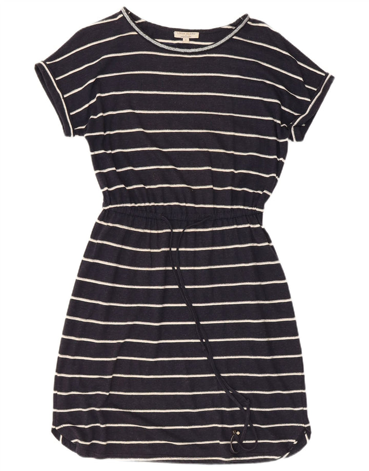 MONSOON T-shirtkjole til kvinder UK 10 Lille marineblå stribet linned