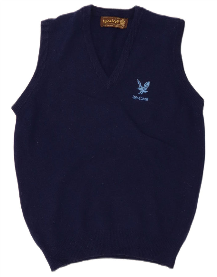 Lyle & Scott herrevest tanktop lille marineblå lammeuld