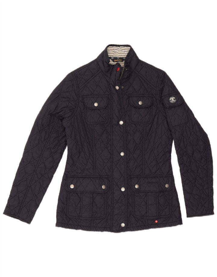 BARBOUR Quiltet jakke til kvinder UK 10 Lille marineblå polyamid