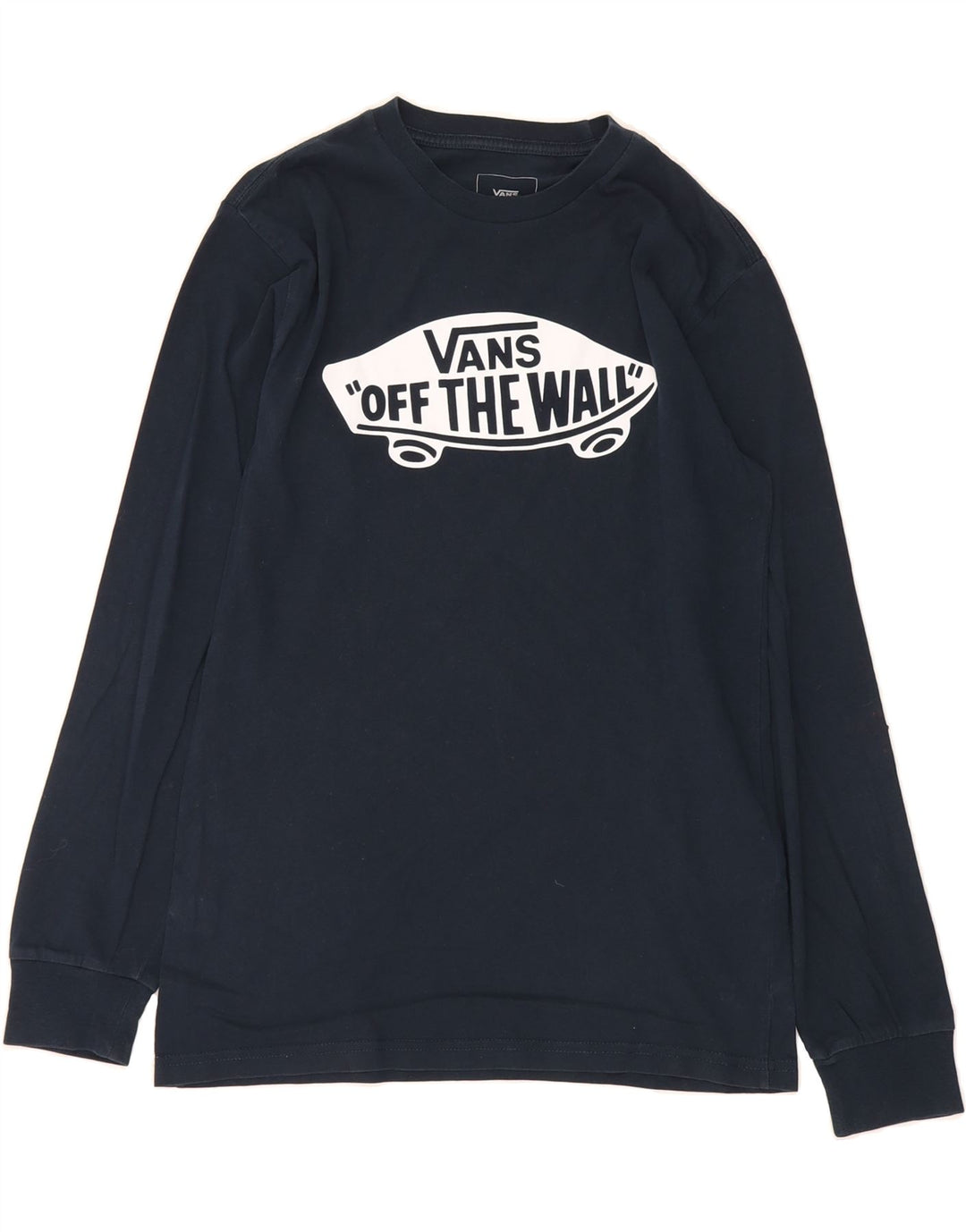 VANS Mens Classic Fit Graphic Top Long Sleeve Small Navy Blue Cotton Vintage Vans and Second-Hand Vans from Messina Hembry 