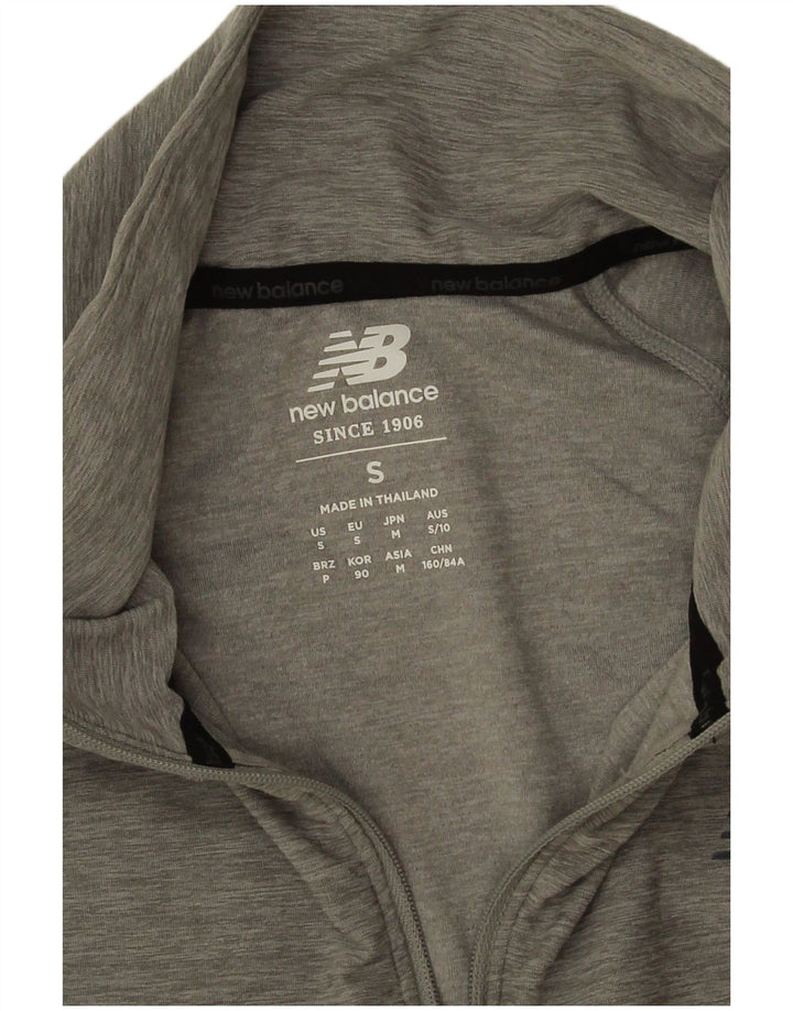 New Balance kvinders lynlås-hals top langærmet UK 10 lille grå polyester