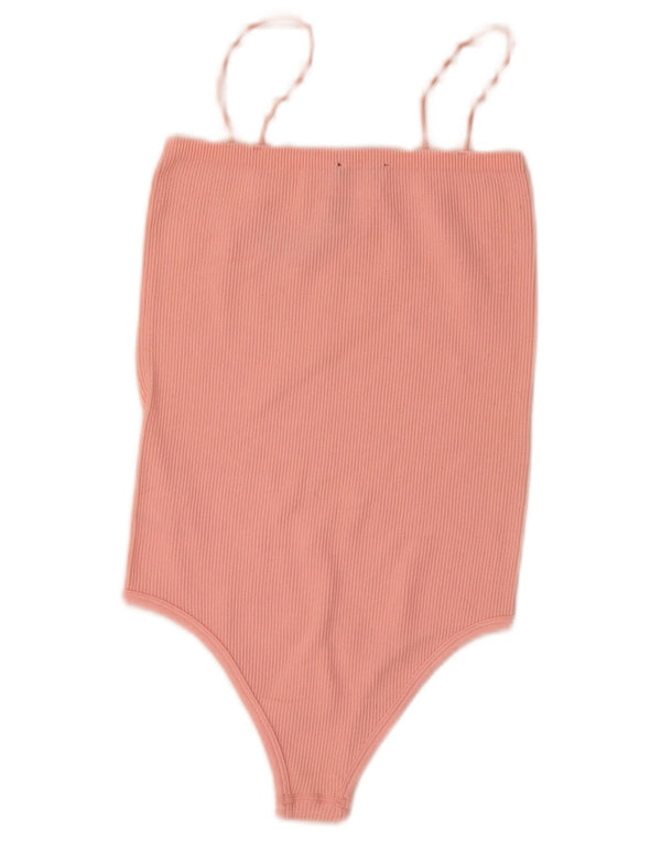 Zara Dame Ærmeløs Bodysuit UK 4 XS Pink Nylon