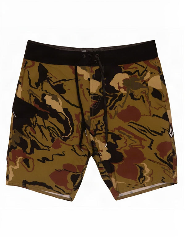 Volcom Badeshorts med abstrakt mønster til mænd Medium Khaki