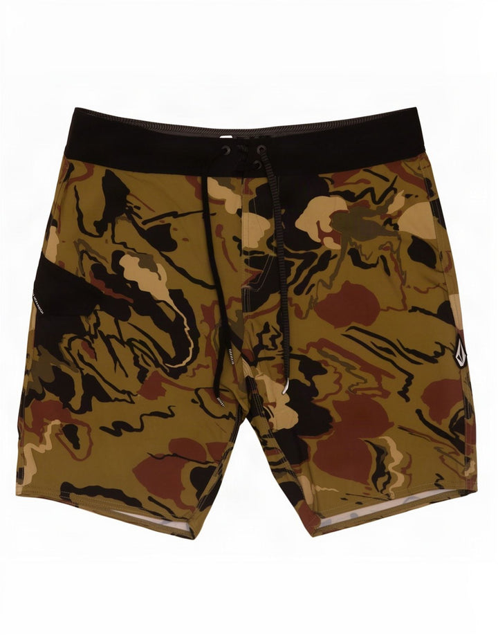 Volcom Badeshorts med abstrakt mønster til mænd Medium Khaki