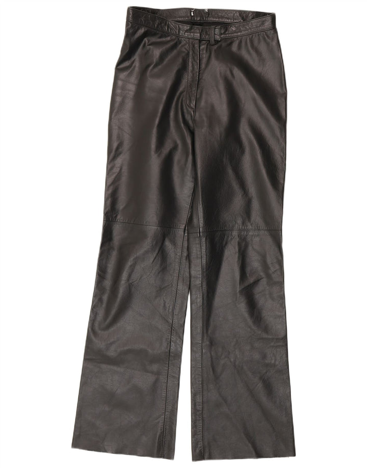 Vintage Dame Bootcut Læderbukser IT 44 Medium W28 L30 Sort Læder