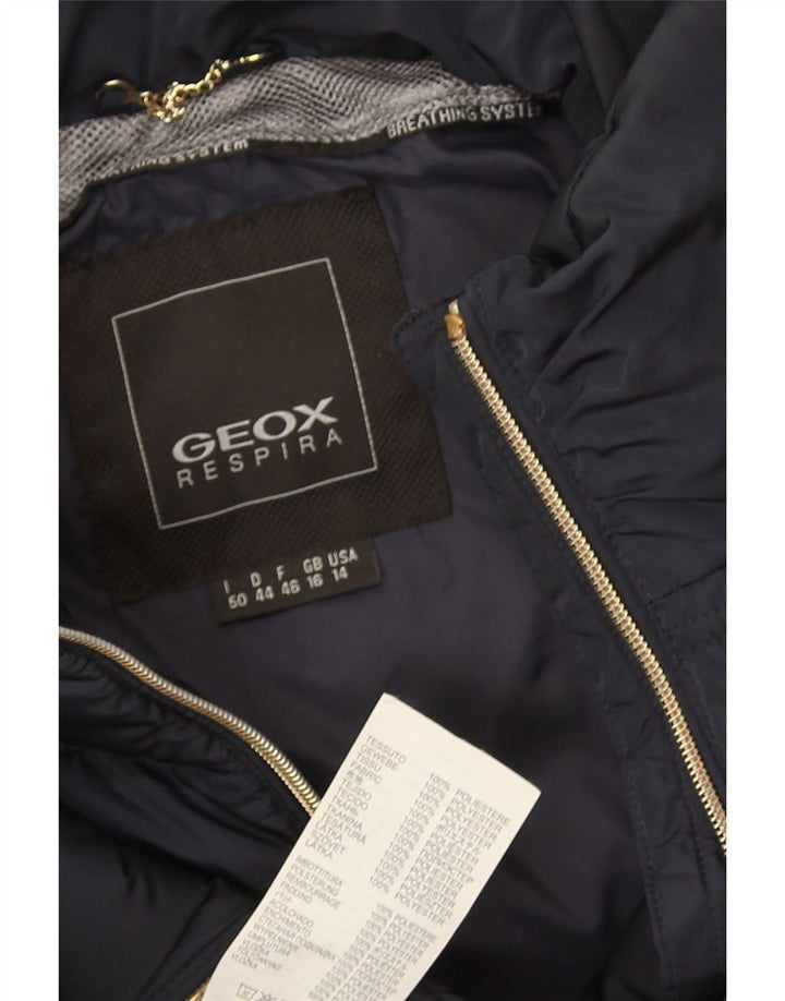 Geox Womens Respira Polstret jakke UK 16 Large Navy Blue Polyester