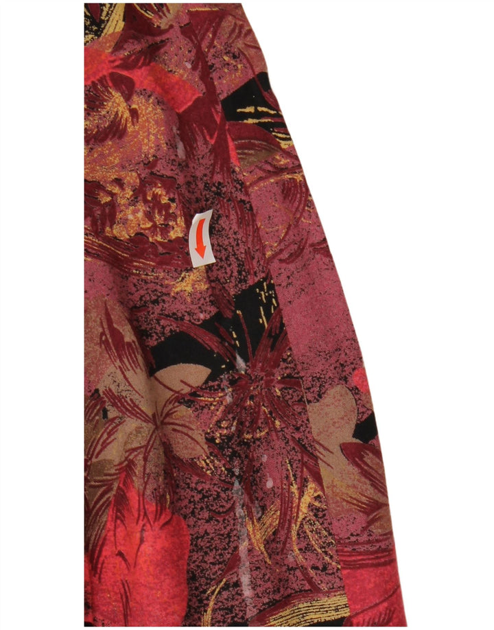 Vintage kvinders 2-delt nederdelsæt UK 12 Medium W27 Burgundy Floral Retro