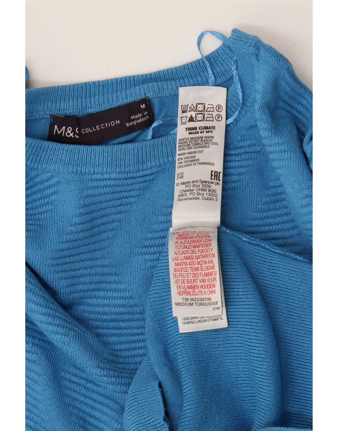 Marks & Spencer Dame Boat Neck Jumper Sweater UK 12 Medium Blue Chevron