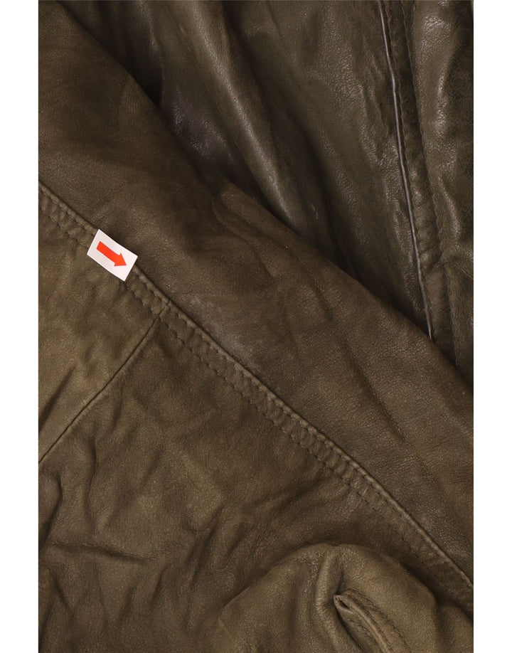 Vintage Herre Læderjakke IT 52 XL Khaki Læder