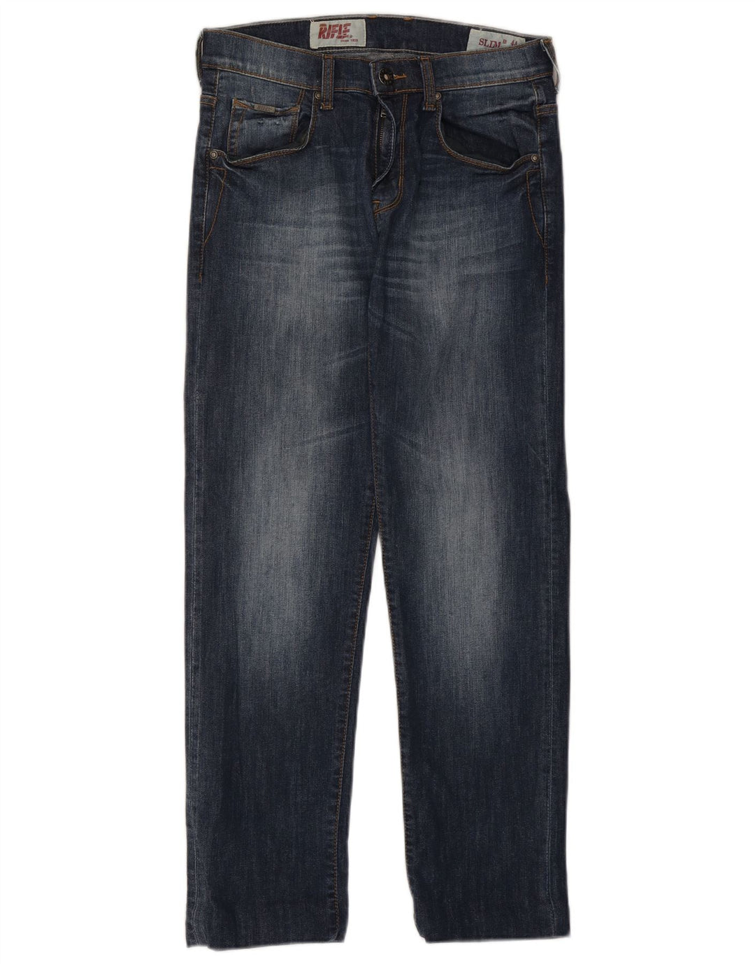 RIFLE Womens Slim Jeans IT 44 Medium W30 L29 Navy Blue Cotton
