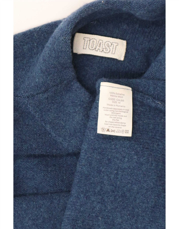 Toast Dame Turtle Neck Jumper Sweater UK 14 Medium Blue Merino Wool