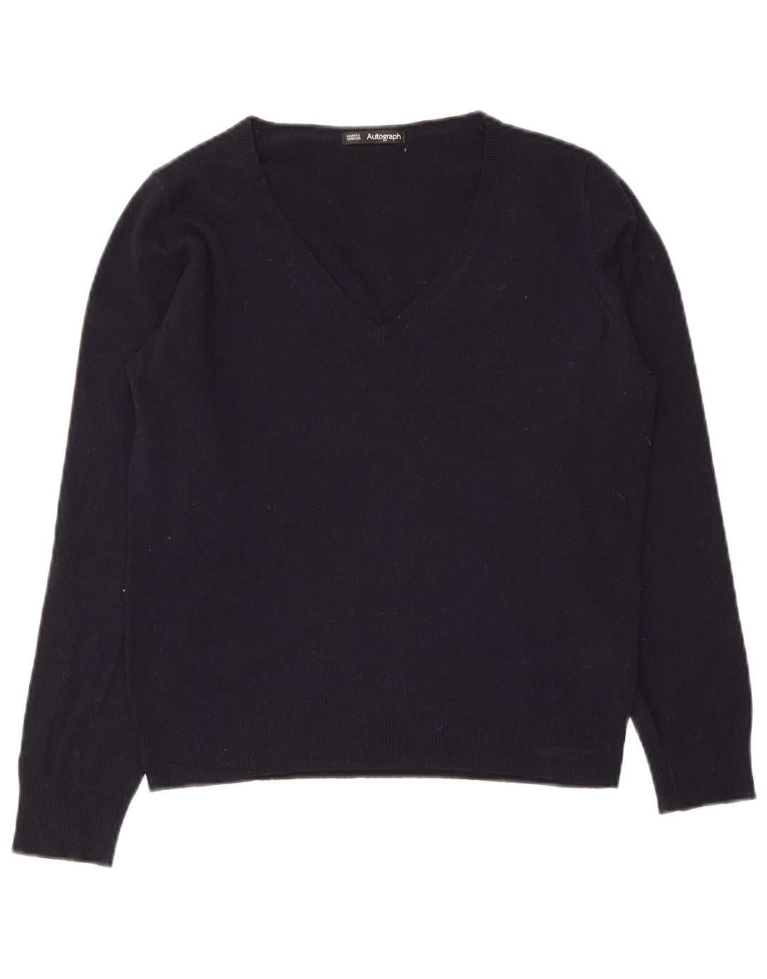 Marks & Spencer Dame V-hals sweater UK 12 Medium Navy Blue