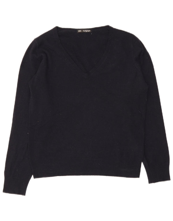 Marks & Spencer Dame V-hals sweater UK 12 Medium Navy Blue