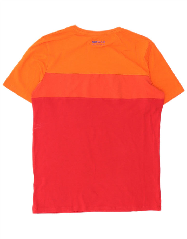 Gas Herre T-Shirt Top Stor Rød Colourblock Bomuld