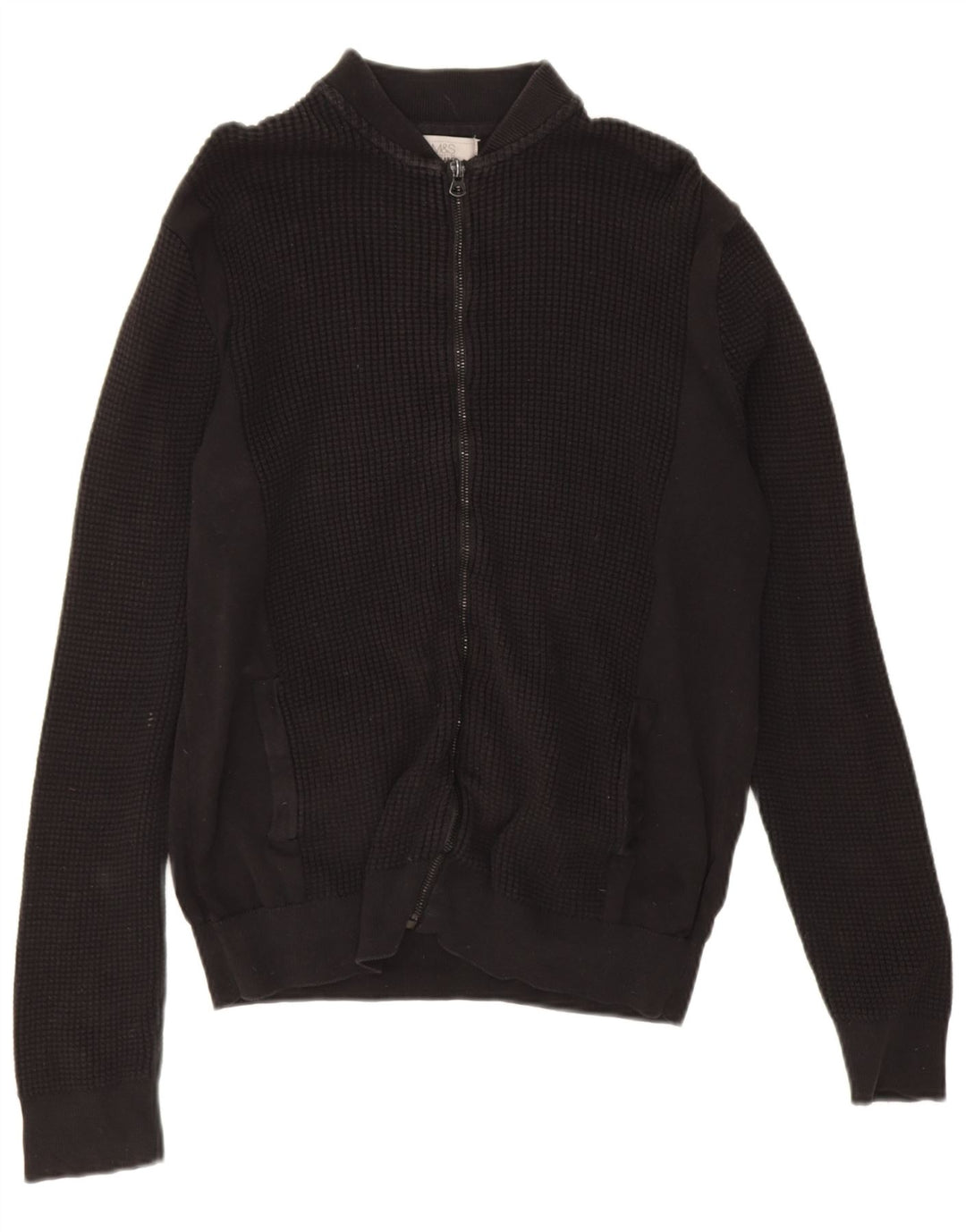 Marks & Spencer Herre Regular Fit Cardigan Sweater Medium Sort Bomuld