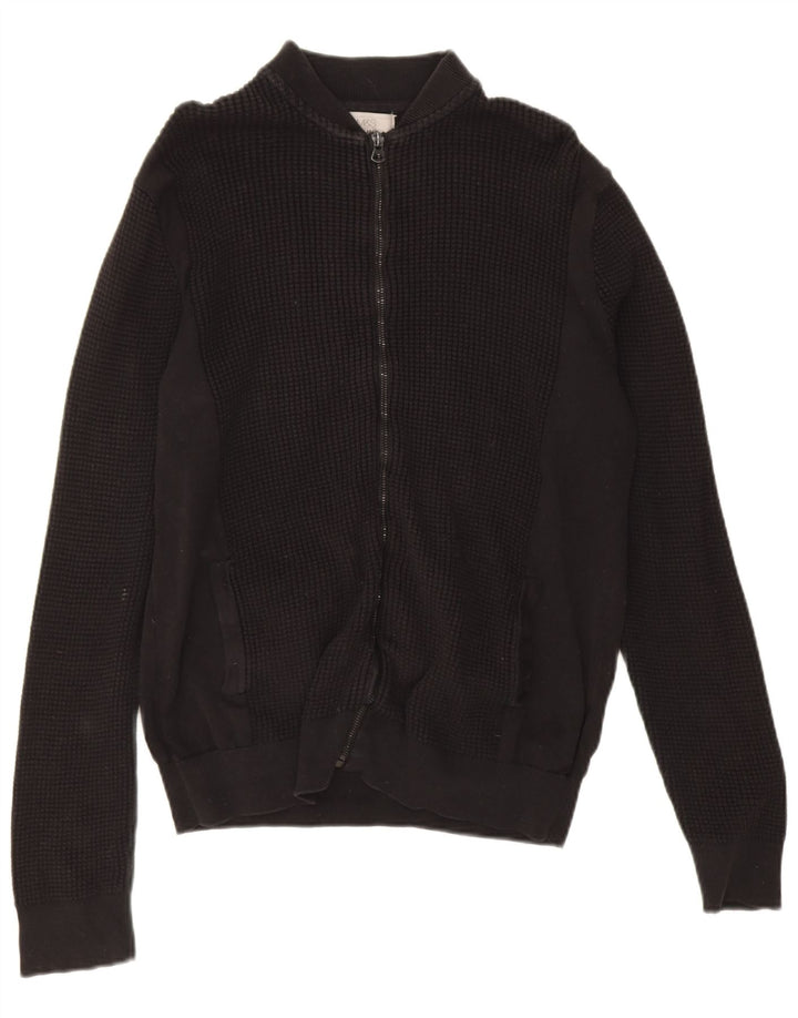 Marks & Spencer Herre Regular Fit Cardigan Sweater Medium Sort Bomuld