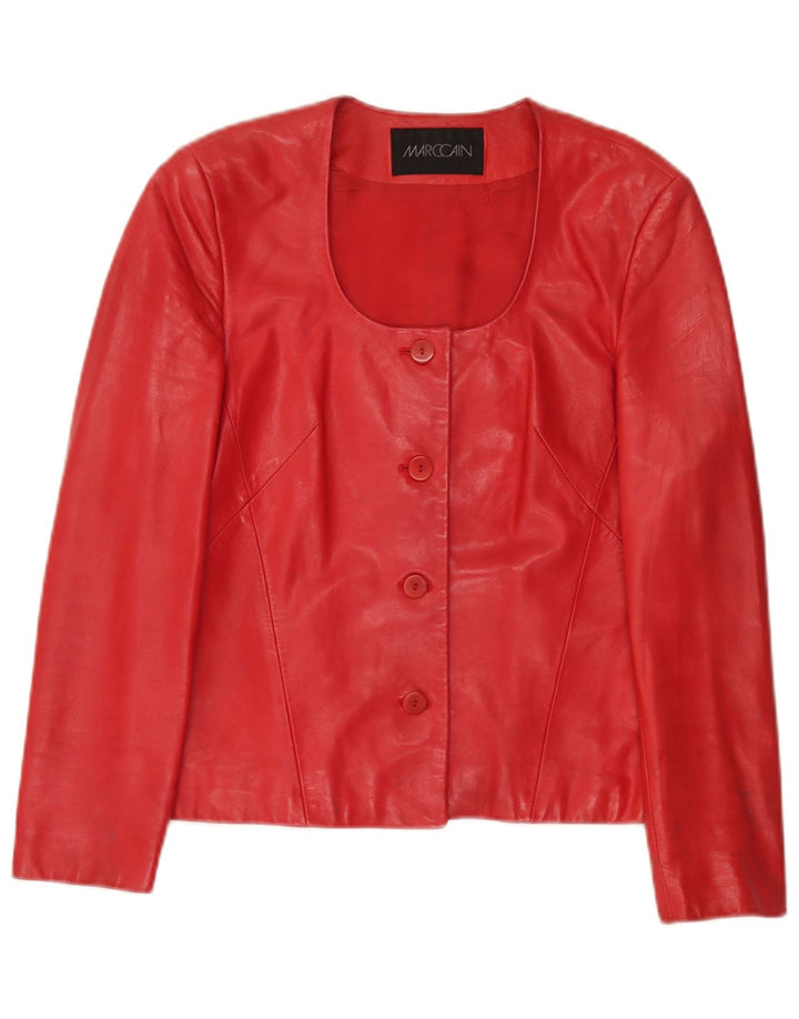 Marc Cain Dame 4-knaps læder blazerjakke US Small Red