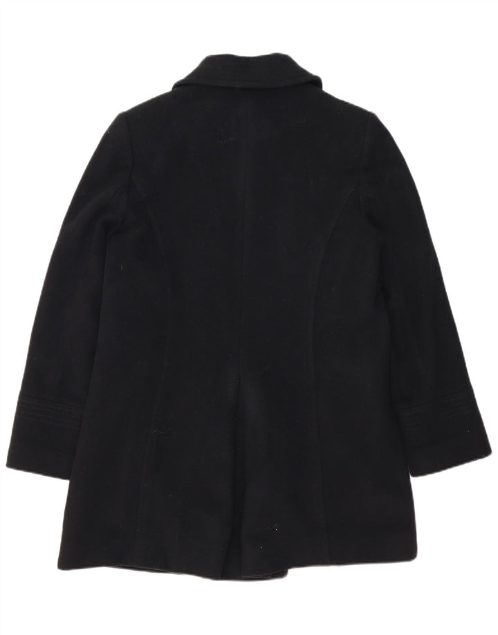 Jacques Vert Dame Dobbeltradet Frakke UK 12 Medium Sort Uld