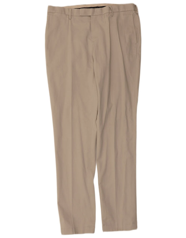 Brooks Brothers Mens Soho Slim Suit Trousers W36 L34 Beige Cotton