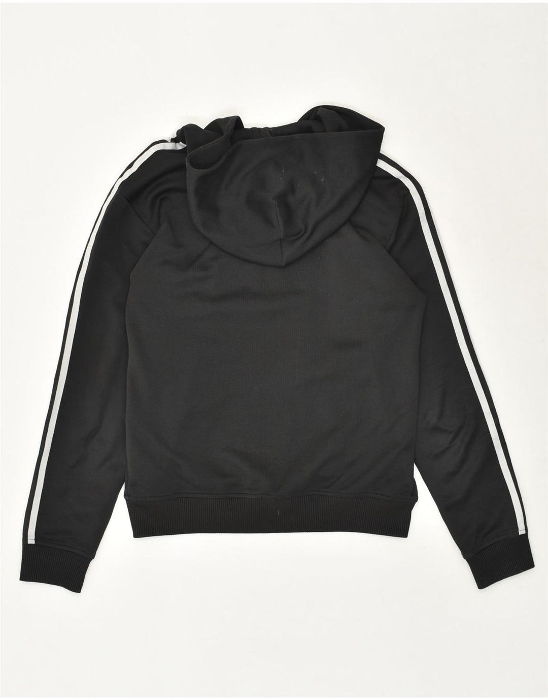 ADIDAS grafisk hættetrøje med lynlås til kvinder UK 10 Lille sort polyester