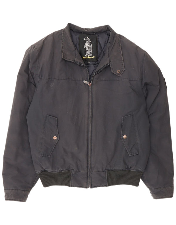 Refrigue Herre Bomber Jacket UK 42 XL Navy Blue Cotton