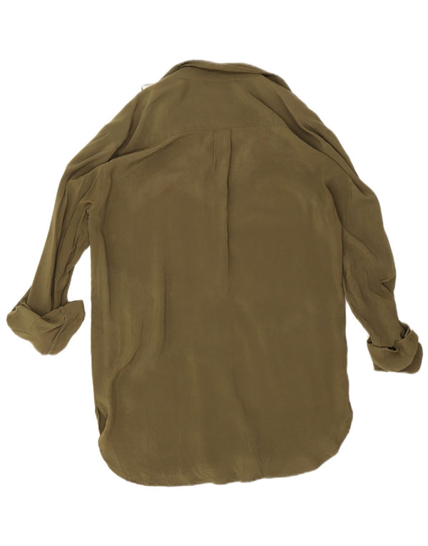 Zara Dame Longline Shirt Bluse UK 14 Medium Khaki