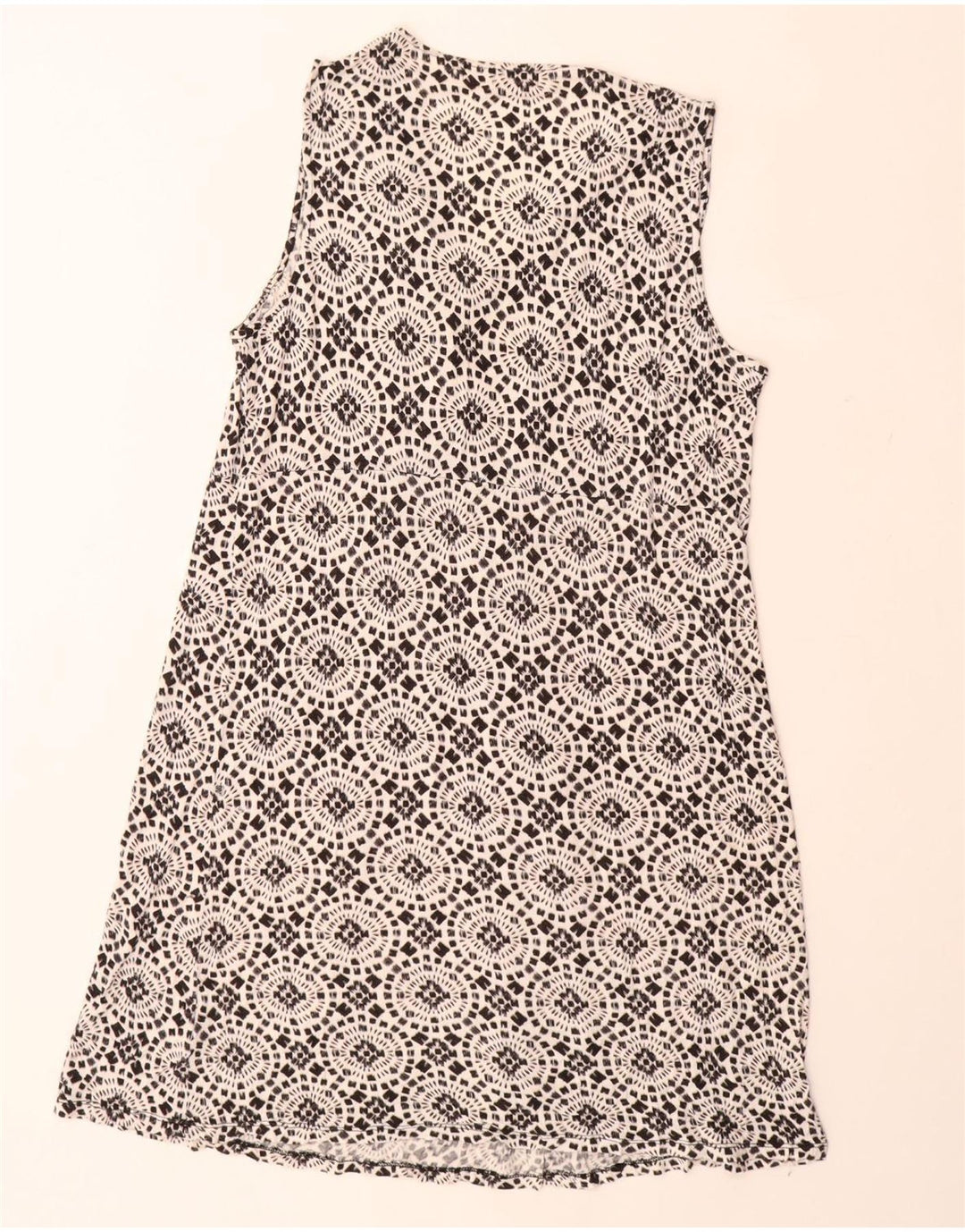 MICHAEL KORS Dame Ærmeløs A-Line Kjole UK 18 XL Sort Floral Rayon