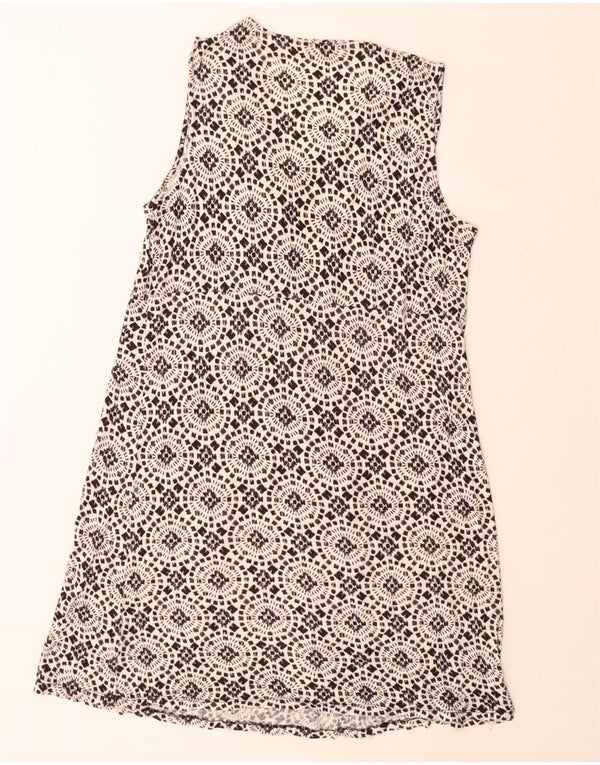 MICHAEL KORS Dame Ærmeløs A-Line Kjole UK 18 XL Sort Floral Rayon