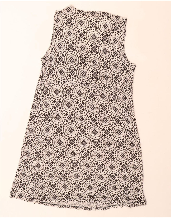 MICHAEL KORS Dame Ærmeløs A-Line Kjole UK 18 XL Sort Floral Rayon