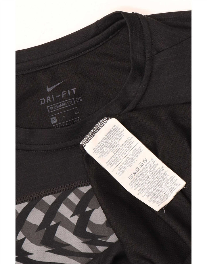 Nike Herre Dri Fit Standard Fit Grafisk T-shirt Top Lille sort polyester